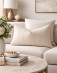 Soft Beige Striped Lumbar Throw Pillow