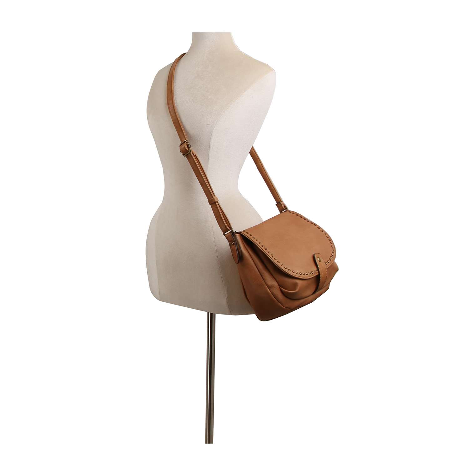 Studded Front Flap Shoulder Bag