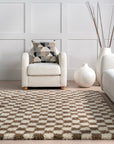 Adelaide Mid-Century Checkered Shag Area Rug