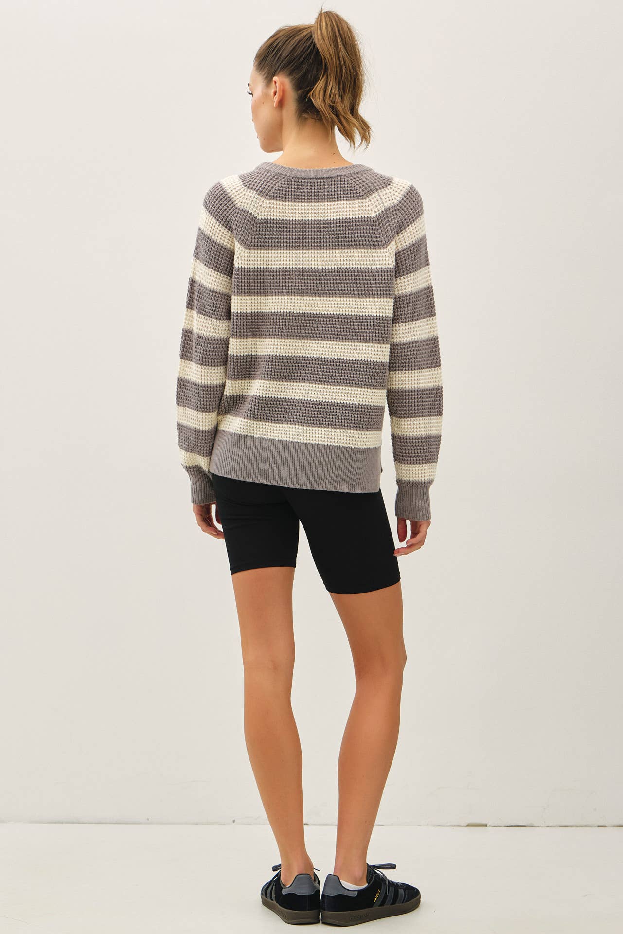 Henley Button Waffle Knit Sweater