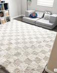 Atira Light Brown Checkered Area Rug