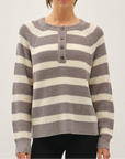 Henley Button Waffle Knit Sweater