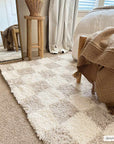 Atira Light Brown Checkered Area Rug