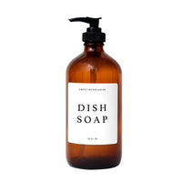 Amber Glass Dish Soap Dispenser / White Label