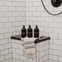 16oz Amber Plastic Bath + Shower Dispenser Set of 3 - Black Label