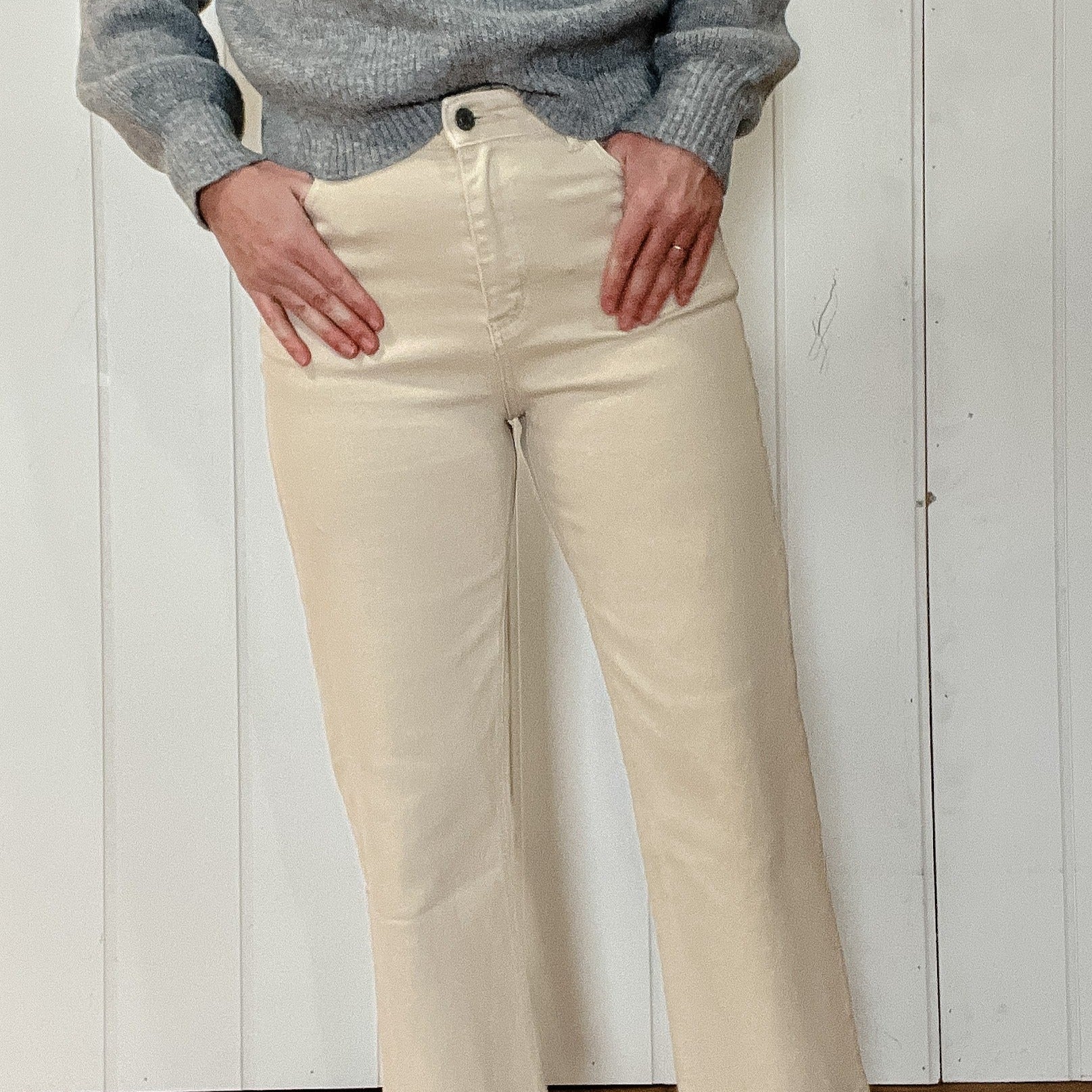 Cream wide leg jeans best sale