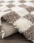 Atira Brown Checkered Area Rug