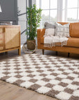 Atira Brown Checkered Area Rug