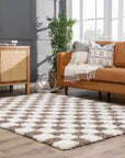 Atira Brown Checkered Area Rug