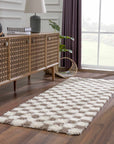 Atira Brown Checkered Area Rug