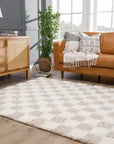 Atira Light Brown Checkered Area Rug