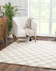Atira Light Brown Checkered Area Rug