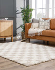 Atira Light Brown Checkered Area Rug