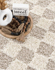 Atira Light Brown Checkered Area Rug