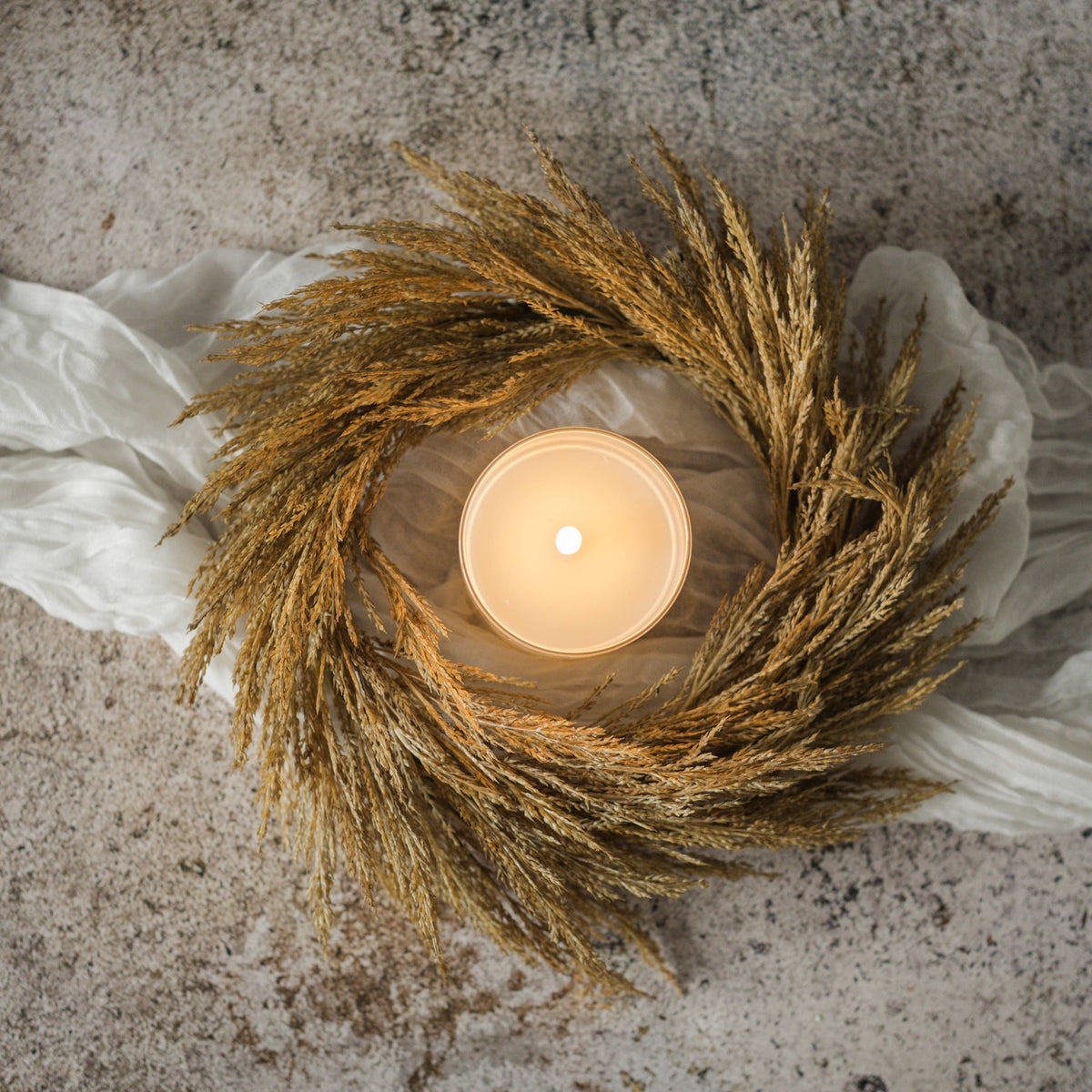 12" Dark Gold Wheat Candle Ring