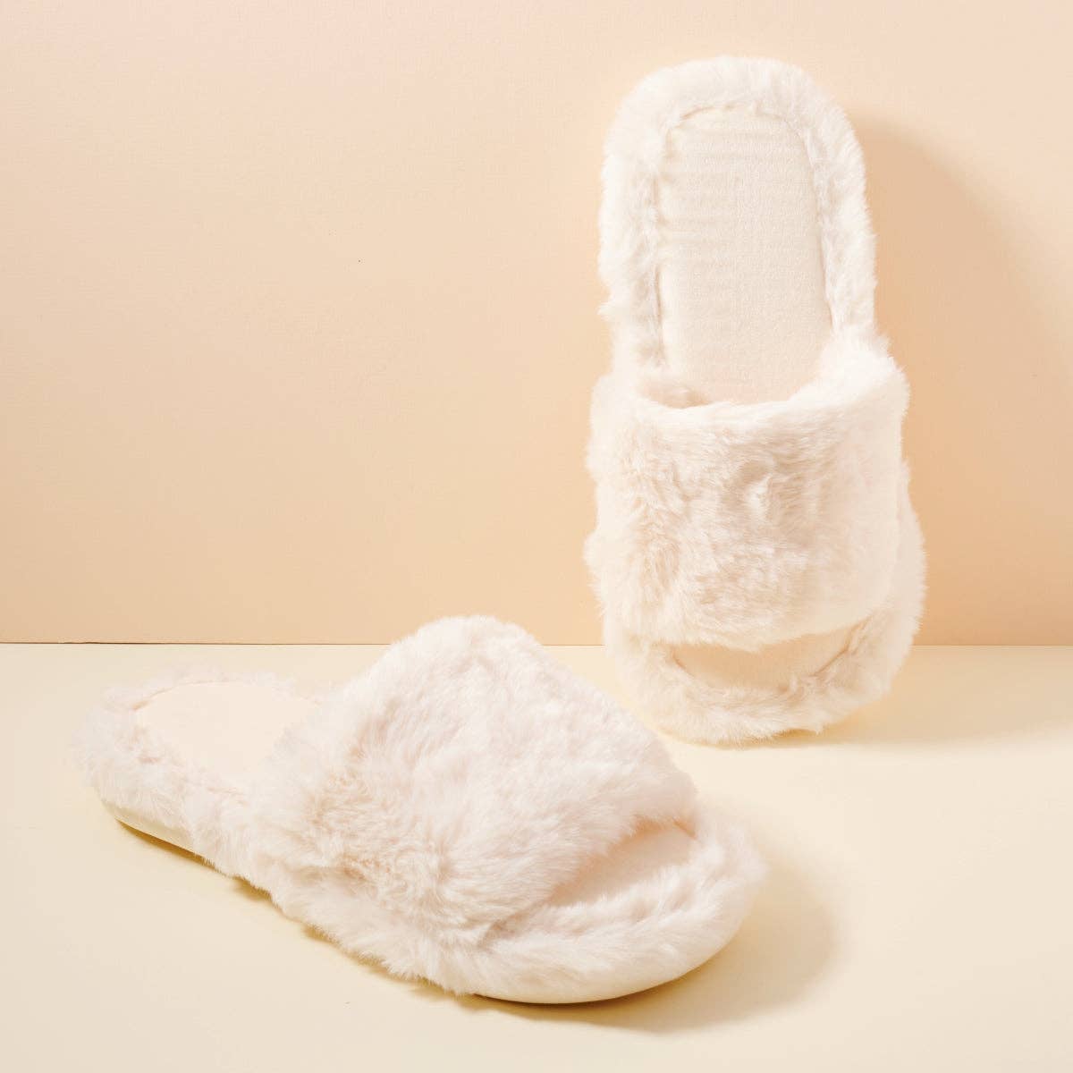 Plush Faux Fur Slide Slippers