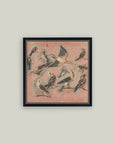 Pink Birds Framed Antique Art