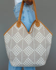 Beige & Cream Diamond Pattern Tote