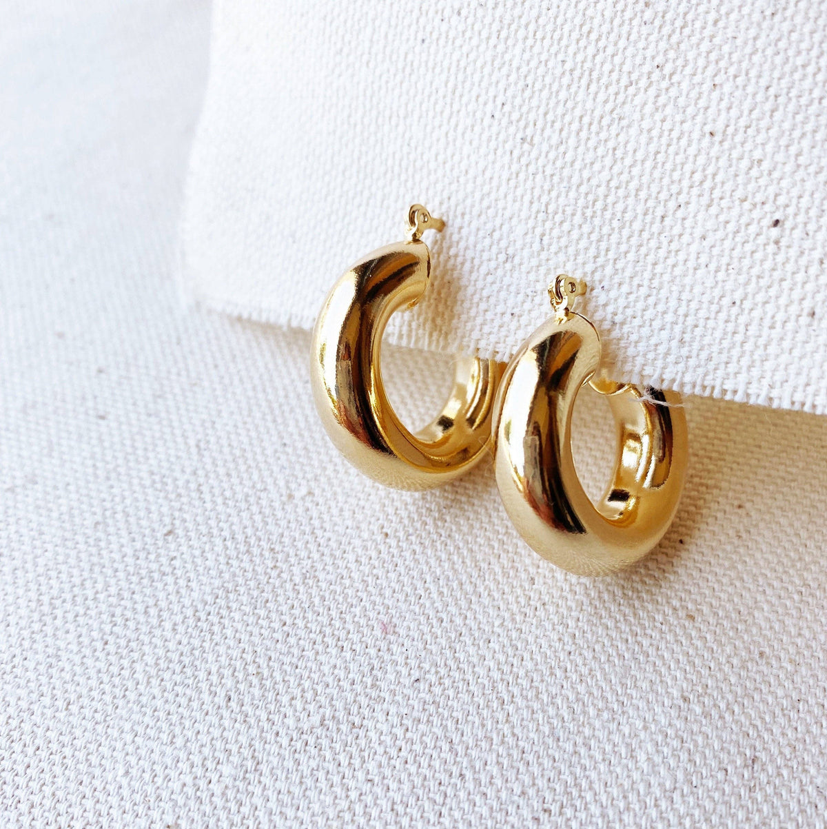 18k Gold Filled Thick Small Hoop Earrings - Cloth + Cabin