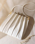 Carrie Ivory Pleated Vegan Shoulder Bag