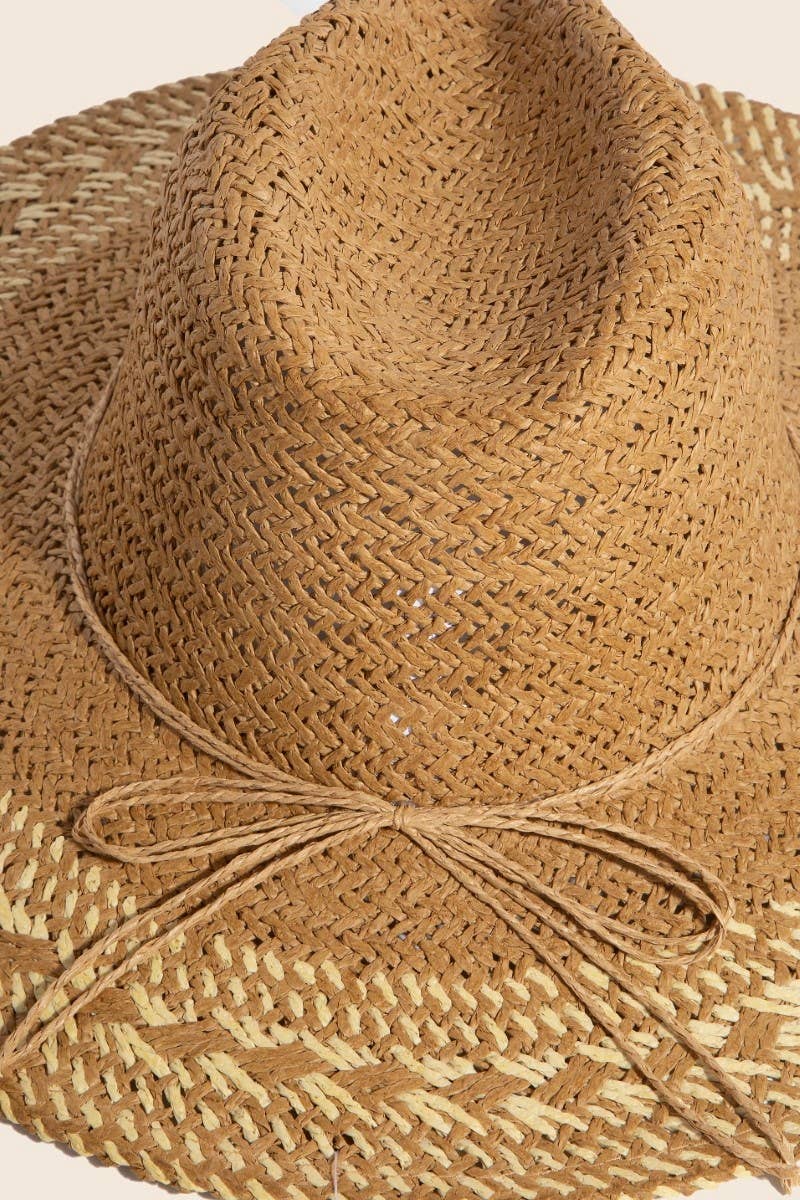 Two Tone Floppy Boho Straw Hat