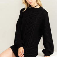 Chloe Cable Knit Ribbed Mini Sweater Dress