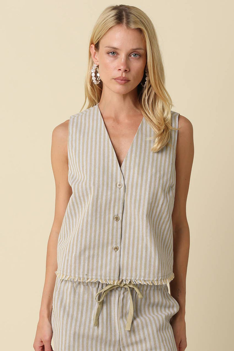 Ruth Stripe Button-Down Sleeveless Top - Cloth + Cabin