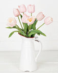 14in real touch Tulip Bud w. Leave Pink