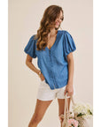 Danika Bubble-Sleeves Top