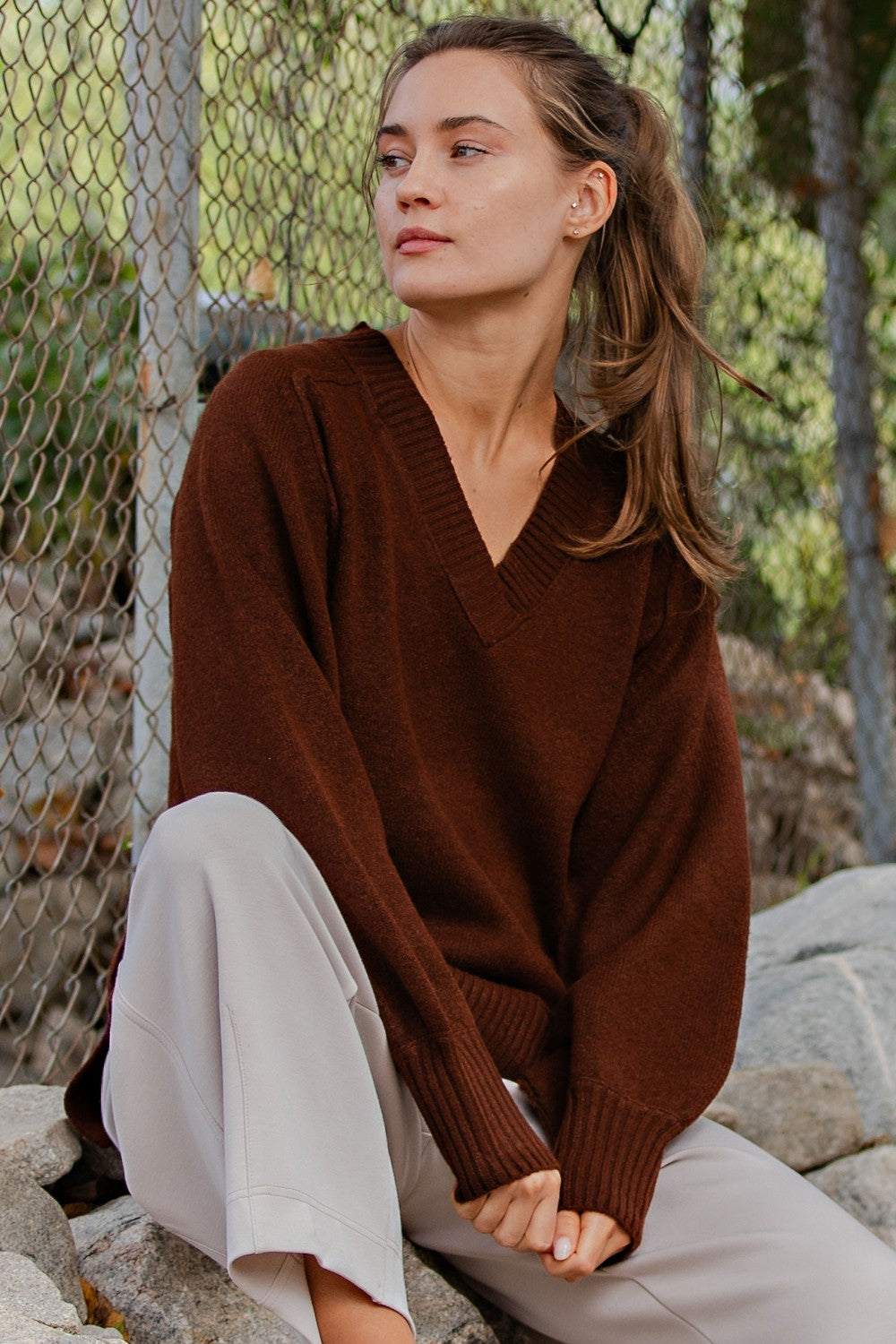 Yasmin Cozy V-neck Sweater