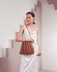 Carrie Saddle Pleated Vegan Shoulder Bag