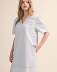 LACE TRIM SHORT SLEEVE TUNIC DRESS MDR4659 - Cloth + Cabin