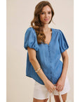 Danika Bubble-Sleeves Top