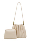 Carrie Ivory Pleated Vegan Shoulder Bag