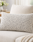 White/Black 12"X20" Nubby Weave Minimalist Throw Pillow