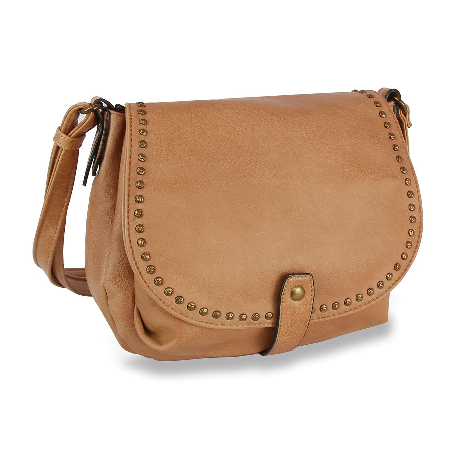 Studded Front Flap Shoulder Bag