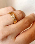 18k Gold Filled Trio baguette Cubic Zirconia Stone Ring