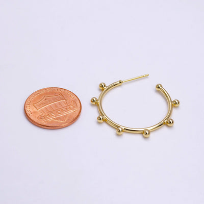 25mm Dotted Outline C-Shaped Hoop Earrings