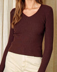 Kenzie V-Neck Fitted Sweater