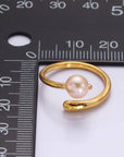 Pink Pearl Open Wrap Ring in Silver