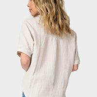 Rose Cotton Gauze Henley Top