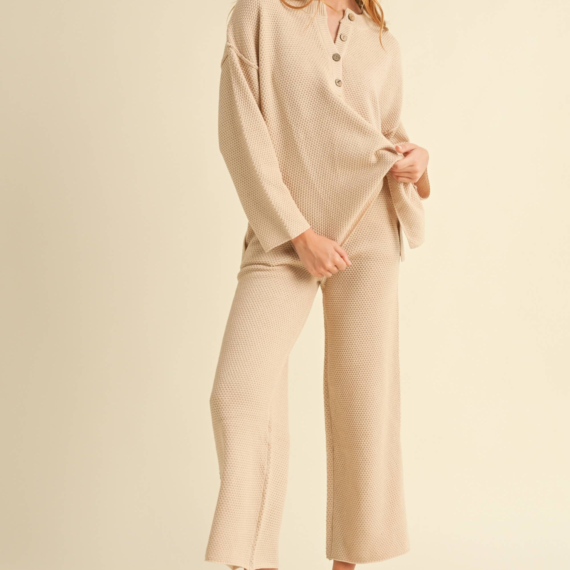 Waffle Knit Lounge Set