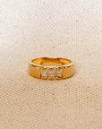18k Gold Filled Trio baguette Cubic Zirconia Stone Ring