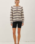 Henley Button Waffle Knit Sweater