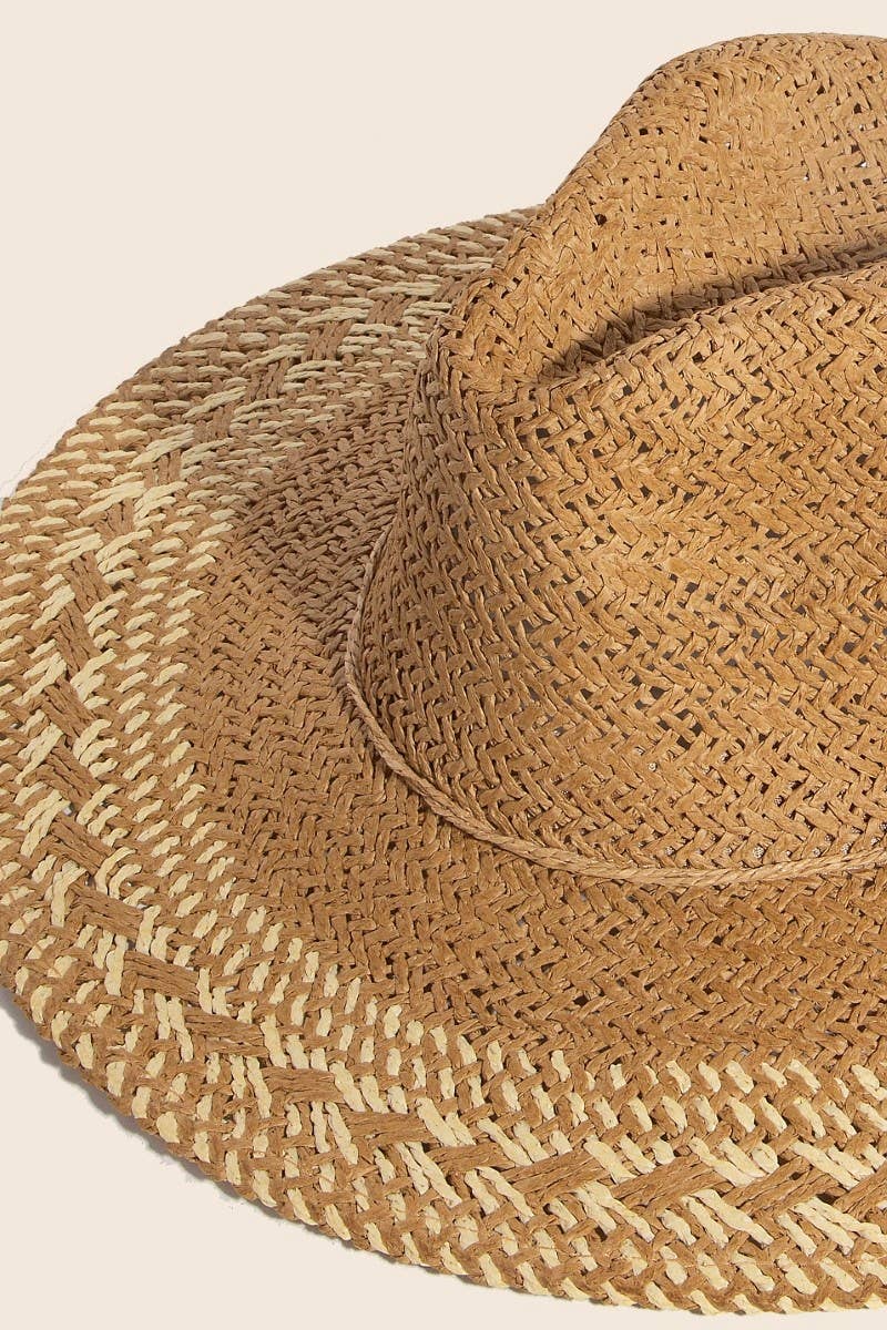 Two Tone Floppy Boho Straw Hat