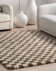 Adelaide Mid-Century Checkered Shag Area Rug