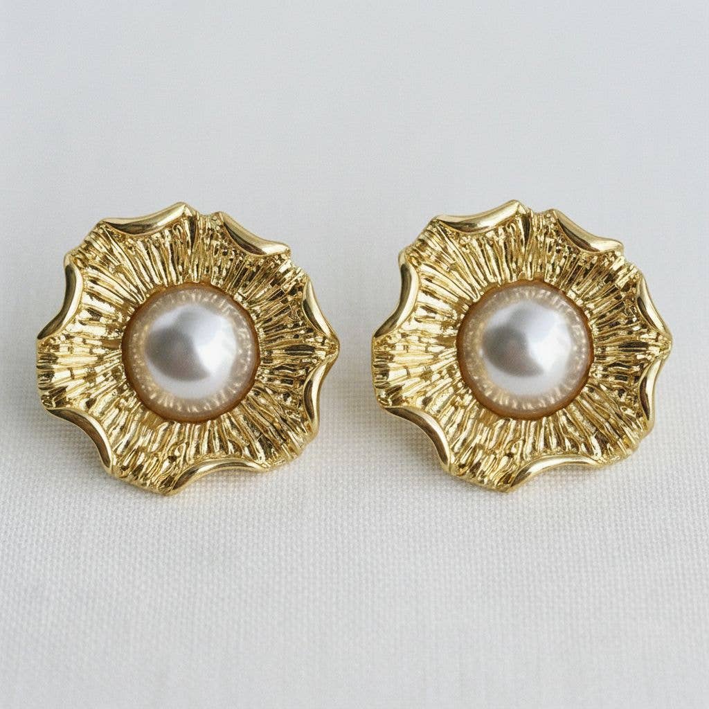 Baroque Floral Pearl Drop Earrings - Cloth + Cabin