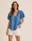 Danika Bubble-Sleeves Top