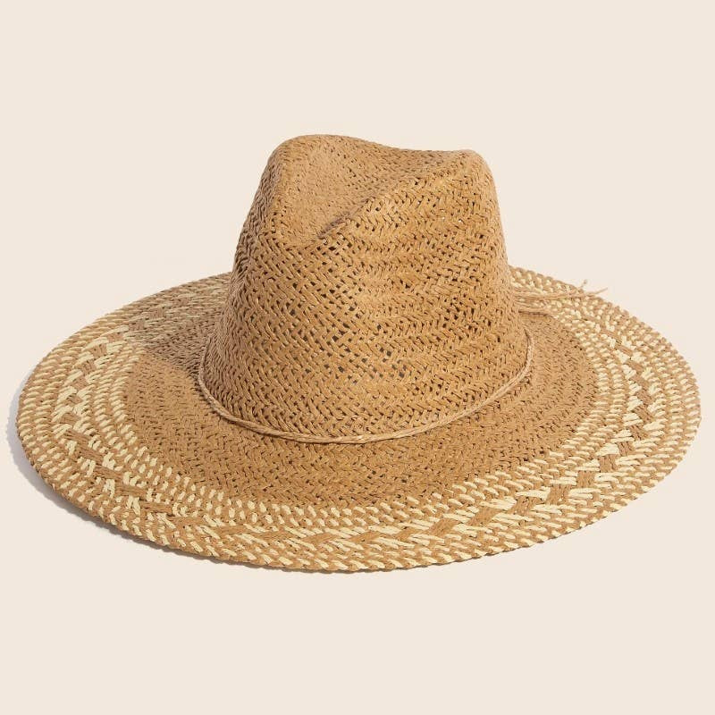 Two Tone Floppy Boho Straw Hat - Cloth + Cabin
