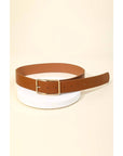 Faux Leather Rectangle Cutout Buckle Fashion Belt